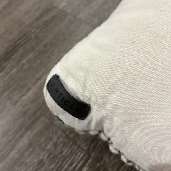 Article Ren Large Square Throw Pillow Black Weave Wool Textured Decor Cushion - Picture 11 of 11